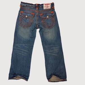 True Religion Johnny Super T Straight Leg Jean Orange Stitch